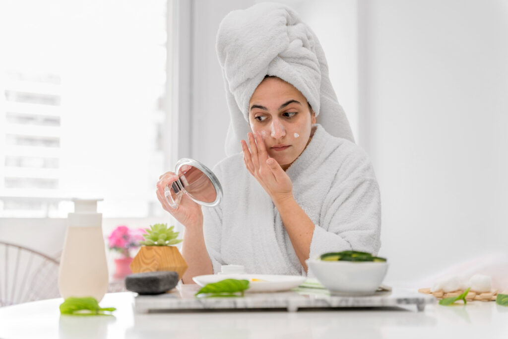 girl doing skincare