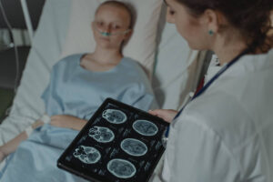 brain tumor is diagnosed on a young girl