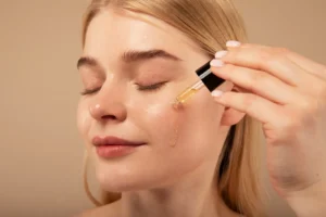 retinol applying on skin