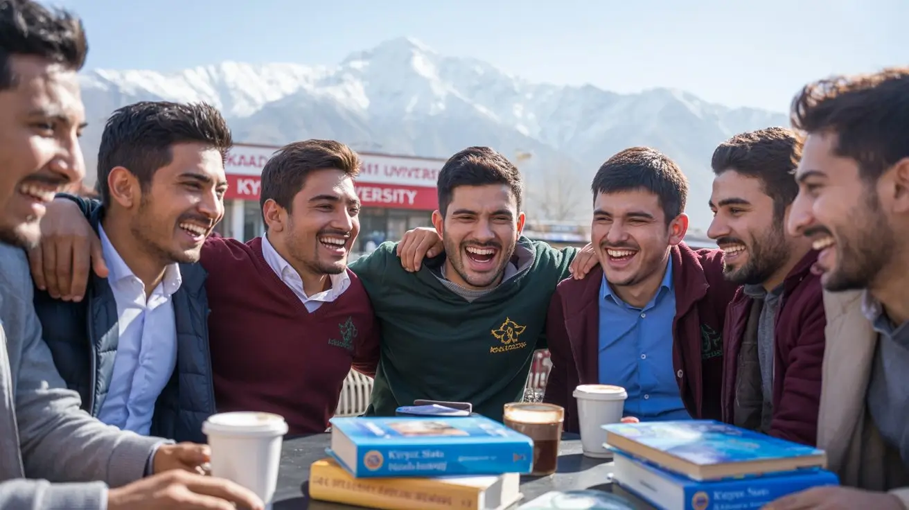 a group of pakistani students are happy in kyrgyzstan