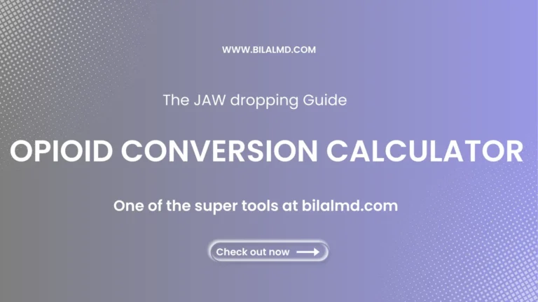Opioid Conversion Calculator guide banner highlighting a medical tool for converting opioid doses and oral morphine equivalents